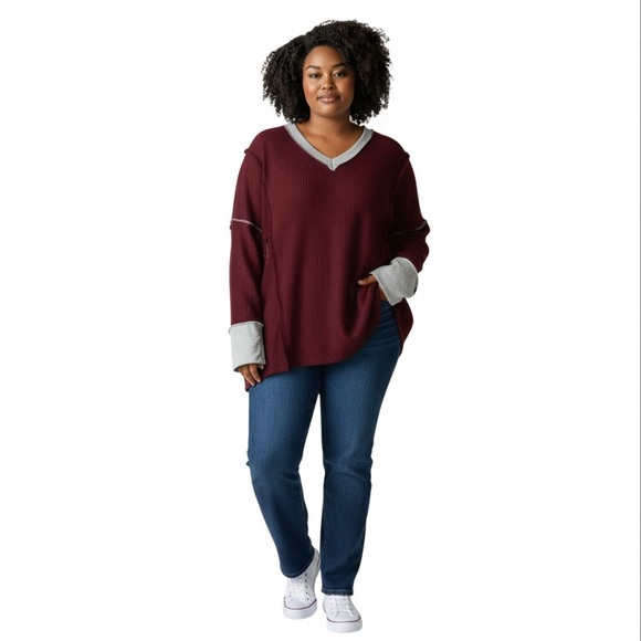 NWT Sugarfox MAROON THERMAL TOP - Picture 2 of 3